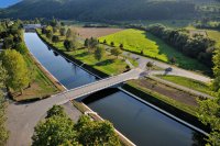 Construction - Travaux publics - Photographie aérienne chantier réabilitation du canal de Rosport Luxembourg